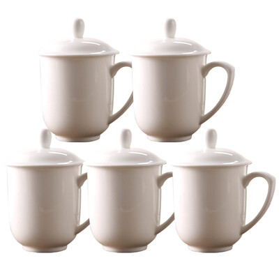 

Jingdong supermarket mud carpenter simple bone porcelain business cover 5 only installed 350ml only with the conference office cup set