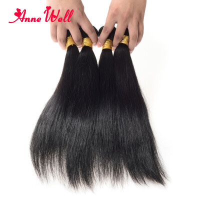 

Indian Virgin Hair Straight 4 Bundles Anne Well Hair Weft Extensions Human Hair Weave Grade 7A Unprocessed Indian Virgin Hair