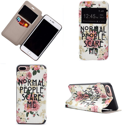 

Rose Flower Design PU Leather Flip Cover Wallet Card Holder Case for iPhone 7 Plus