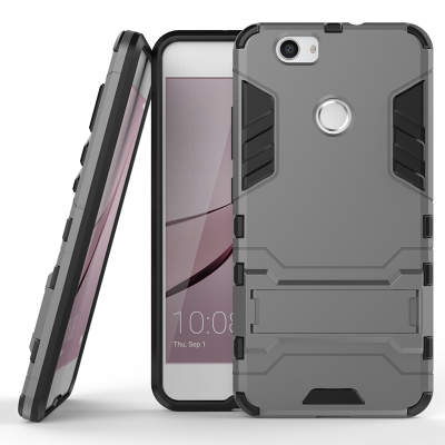 

Gray Slim Robot Armor Kickstand Shockproof Hard Rugged Rubber Back Case For HUAWEI Nova plus