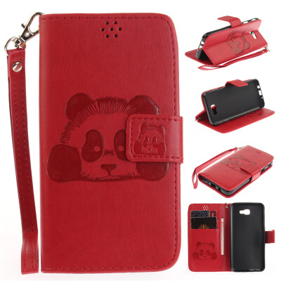 

Red Panda Style Embossing Classic Flip Cover with Stand Function and Credit Card Slot for Samsung Galaxy J5 Prime