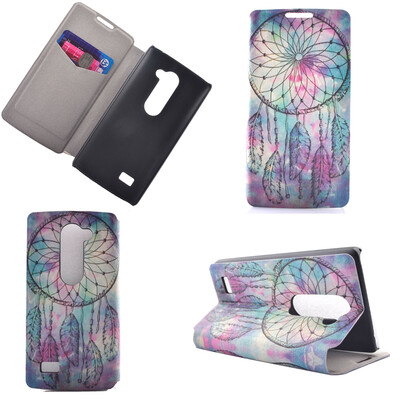 

Pink Dreamcatcher Design PU Leather Flip Cover Wallet Card Holder Case for LG Leon