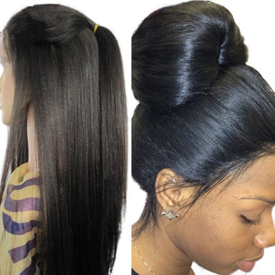 

8A Light Yaki Straight Full Lace Human Hair Wigs For Black Women Brazilian Lace Front Wig With Baby Hair Glueless Full Lace Wigs