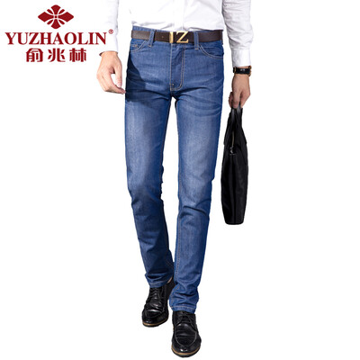 

Yu Zhaolin jeans men's cotton casual men's comfortable soft denim trousers YZL8033 blue and black thirty
