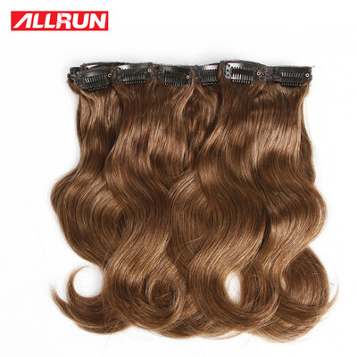 

Клип в наращивании волос Body Wave 6pcs / Set 112g #4 Середина коричневого бразильского Virgin Human Hair Full Head