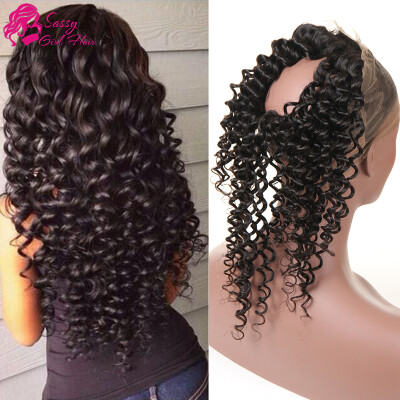 

Deep Wave Pre Plucked 360 Lace Frontal Peruvian Deep Curly Remy Hair 130% Density Lace Frontal Closure 100% HumanHair