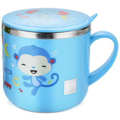 

The United States Fisher snow cups children&39s stainless steel cups male&female students single handle with a lid to drink water cup 270ML blue