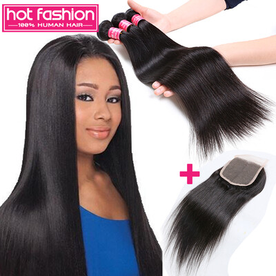 

Hot Fashion Cheap Closure And Bundle Cheap 3 Bundles Straight Human Hair With Closure Indian Virgin Straight Hair With Closure