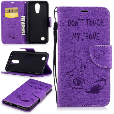 

Purple Bear Style Embossing Classic Flip Cover with Stand Function and Credit Card Slot for LG K10 2017