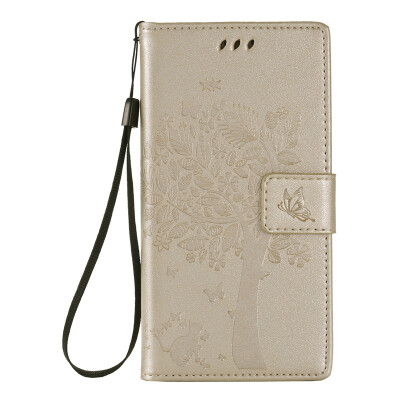 

Gold Tree Design PU Leather Flip Cover Wallet Card Holder Case for HUAWEI P8