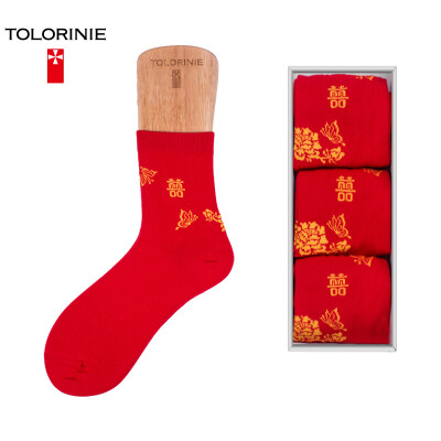 

TOLORINIE casual men socks blessing card combed cotton year socks red festive socks Hongfu socks hong socks socks socks autumn and winter [6 double] K7267M0011