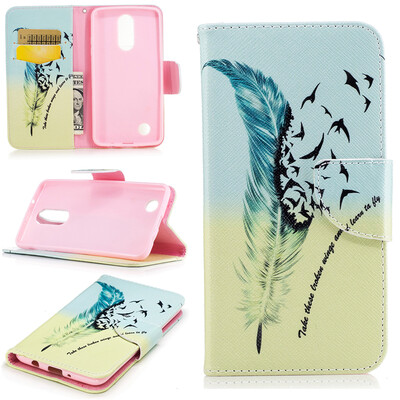 

Feathers&birds Design PU Leather Flip Cover Wallet Card Holder Case for LG K8 2017