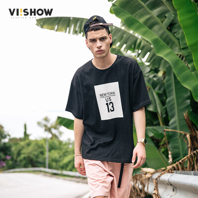 

Viishow Short-Sleeve Round Collar Letter & Number POLO Shirt