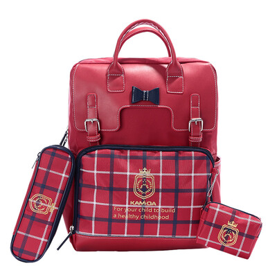 

AMIKAMIDA childrens school bag 1-3-6 grade primary school bag British wind shoulder burden backpack girl bag pink bag289