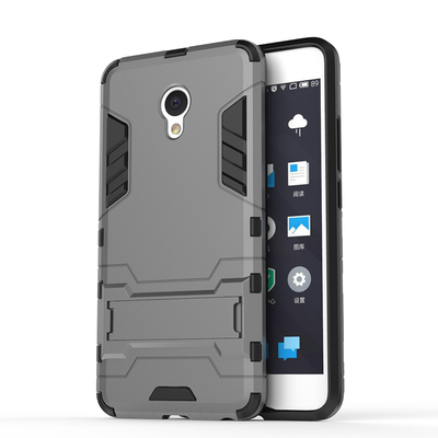 

Gray Slim Robot Armor Kickstand Shockproof Hard Rugged Rubber Back Case For MEIZU M E