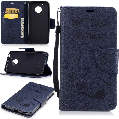 

Deep Blue Bear Style Embossing Classic Flip Cover with Stand Function and Credit Card Slot for Motorola Moto G5