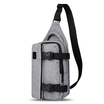 

[Jingdong supermarket] caifashcn chest baby casual wave Korean sports Oxford cloth shoulder Messenger bag HK-09005 light gray small paragraph