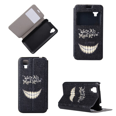 

Smiling Teeth Design PU Leather Flip Cover Wallet Card Holder Case for Wiko Sunset