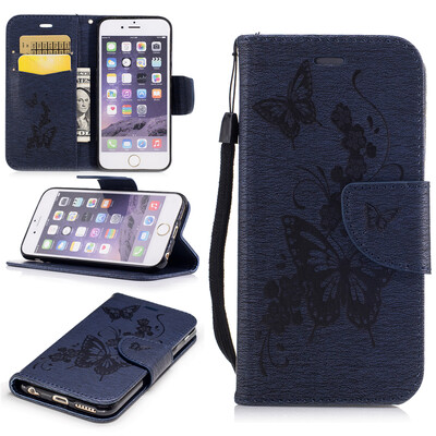 

Deep Blue Butterfly Style Чеканка Классическая флип-обложка с функцией подставки и слотом для кредитных карт для IPHONE 6/6S