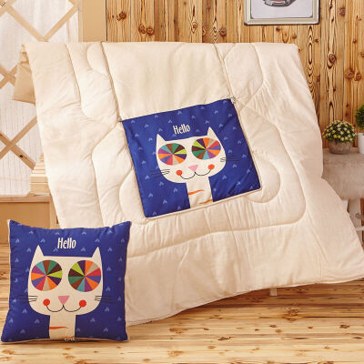 

Jiuzhou deer pillow was home linen style multi-functional dual-use cushions nap quilt summer cool quilt dual-use sofa car cushions were squinted owl 110 * 150cm