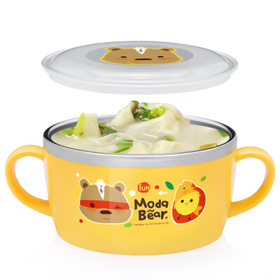 

Baby food shop Korean imports children&39s stainless steel tableware baby insulation soup bowl baby training complementary food bowl portable cover 04