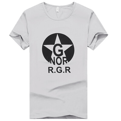

Long Degenerate T-shirt fashion short-sleeved t-shirt male casual round neck pattern 17030LT86 gray 3XL