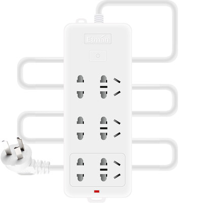 

Intel Etman pure white 18 meters six rows of five holes six total control switch row plug socket plug wiring board board drag line board