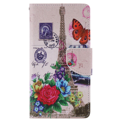 

Butterfly Tower Design PU Leather Flip Cover Wallet Card Holder Case for SONY M5