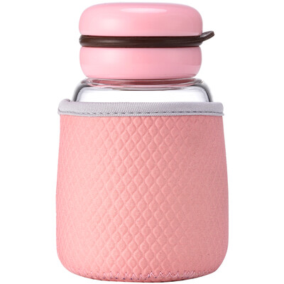 

Jingdong Supermarket] Bangda Ma Caron Glass Cute Water Cup female portable tea cup rose red 350ml