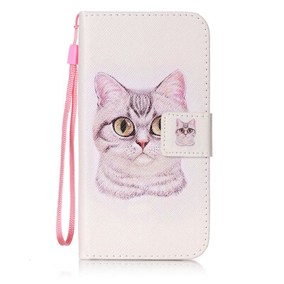 

Short Hair Cat Design PU Leather Flip Cover Wallet Card Holder Case for Samsung Galaxy S7G9300