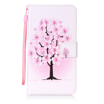 

Peach Blossom Design PU Leather Flip Cover Wallet Card Holder Case for Wiko Fever 4G