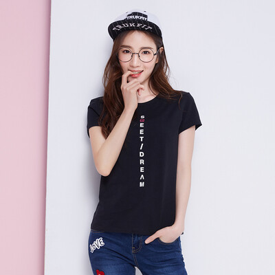 

Semir T-shirt short-sleeved T-shirt female summer simple round neck letters printed comfortable straight 12216000352 bleached