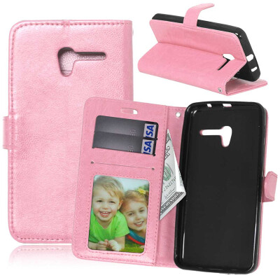 

Pink Style Classic Flip Cover with Stand Function and Credit Card Slot for Alcatel Pop 3 5