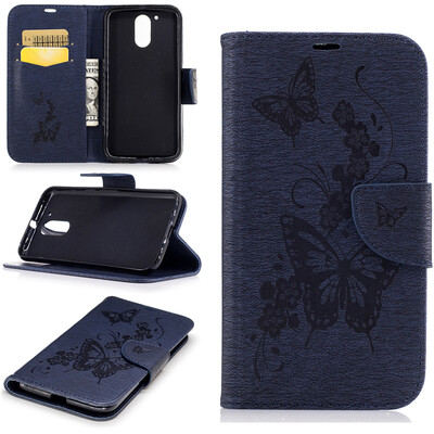 

Deep Blue Butterfly Style Чеканка Классическая флип-обложка с функцией подставки и слотом для кредитных карт для Motorola Moto G4/G4 Plus