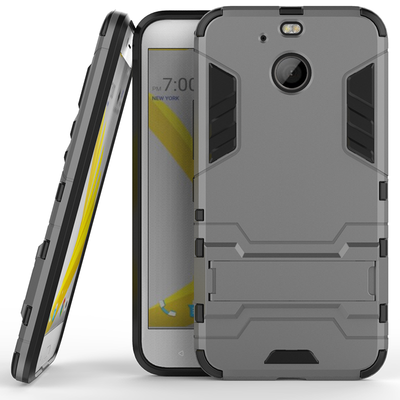 

Gray Slim Robot Armor Kickstand Shockproof Hard Rugged Rubber Back Case For HTC Bolt