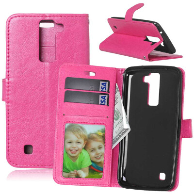 

Rose red Style Classic Flip Cover with Stand Function and Credit Card Slot for LG K8