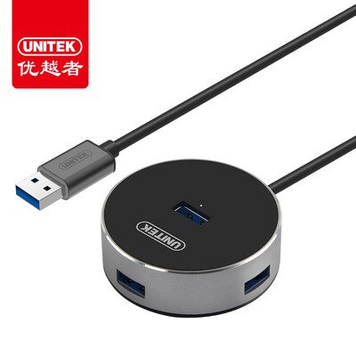 

(UNITEK) USB3.0 сплиттер высокоскоростное расширение перетаскивания более четырех интерфейсов 0,6 метра ноутбук настольный компьютер 4-портовый концентратор HUB конвертер все алюминиевый черный Y-3197ABK