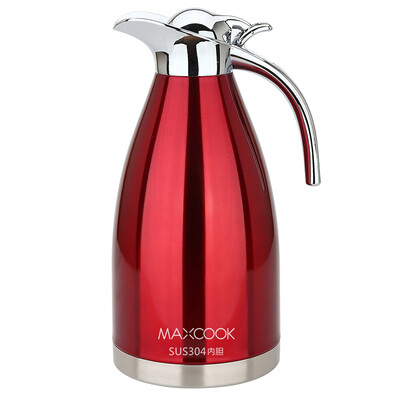 

US kitchen maxcook insulation pot 304 stainless steel vacuum kettle thermos 2L wine red MCH-056 cold insulation long-term insulation