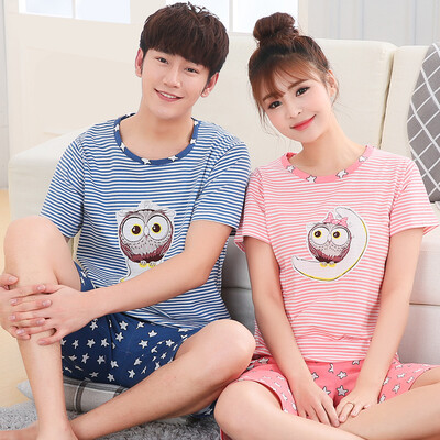 

Antarctic Nanjiren pajamas home service cotton couple pajamas men summer short sleeve cotton suit NAS5X20111-7 sapphire blue stripes XXXL