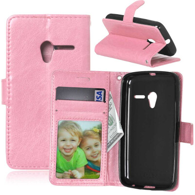 

Pink Style Classic Flip Cover with Stand Function and Credit Card Slot for Alcatel Pixi 3 4