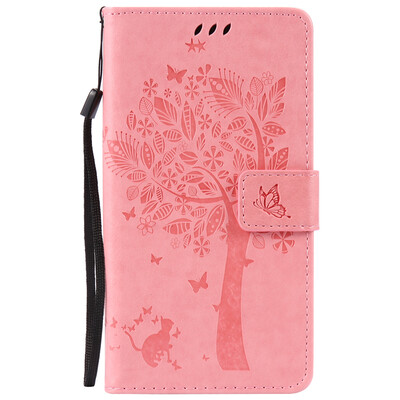 

Pink Tree Design PU Leather Flip Cover Wallet Card Holder Case for MOTO Z FORCE