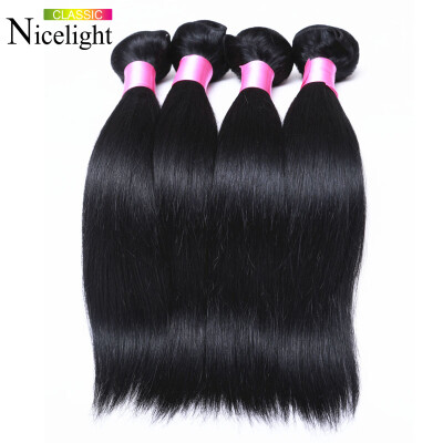 

Nicelight Hair Malaysian Virgin Hair Straight 100% Human Hair Weaving 3 Bundles Malaysian Straight Hair Natural Black