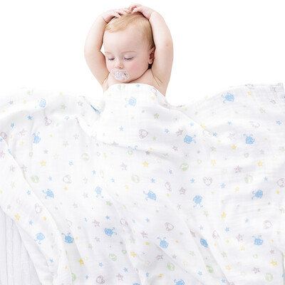 

【Jingdong Supermarket】 Mi Le fish baby cotton 6 layer gauze blanket baby blanket (star rabbit blue) 100 * 120cm
