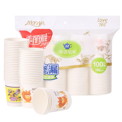 

Jingdong supermarket] beautiful Ya language thick paper cups 100 installed 190ml HC049611