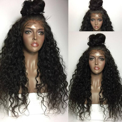 

Cheap Celebrity African American Black Women Lace Front Wig High Quality Long Black Water Wave Japan Fiber Synthetic Lace Wig