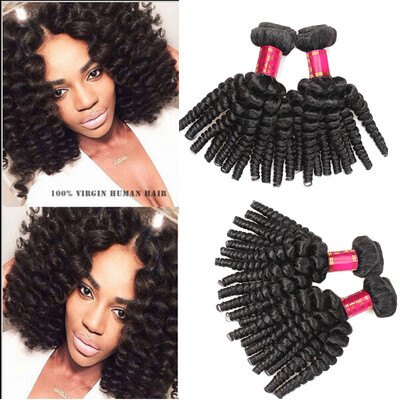 

3 Bundles Unprocessed 7a Brazilian Virgin Aunty Bouncy Hair 100% Human Hair Weave Aunty Lolly Bouncy Curls Extensions Hair #1B