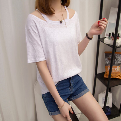 

VIVAHEART Korean casual loose T-shirt cotton short-sleeved round neck student female VWTD174140 white M