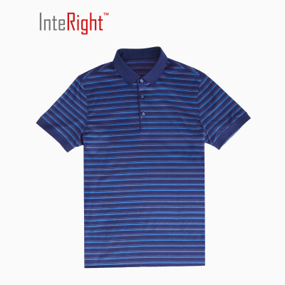 

INTERIGHT 10 Silk Man Business casual T shirt POLO shirt bright blue bar  code