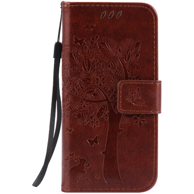 

Brown Tree Design PU Leather Flip Cover Wallet Card Holder Case for IPHONE 7