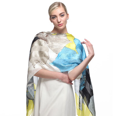 

Mario Gucci MARJA KURKI long towel silk silk scarves Cupid yellow 1U450930